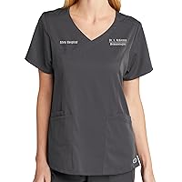 Custom Emroidered Scrub Top Add Your Embroidery Text Logo Monogram Initials Women's Premiere V-Neck Top