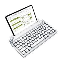 Typewriter Keyboard Wireless, Retro Keyboard Typewriter Style Mechanical Switches Multi Devices Connection for iPad/Mac/PC/Tablet Upgraded USB-C Interface (Metal White)