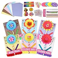 36 Packs Mother's Day Flower Card Craft Kit for Kids DIY Mother's Day Flower Greeting Card Craft Making Mother's Day Gift Card for Mom Home School Classroom Activity Art Project Decoration