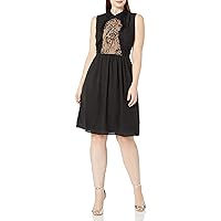 City Chic Women's Apparel Women's Plus Size Collared Neck Dress with Contrast Lace Detail