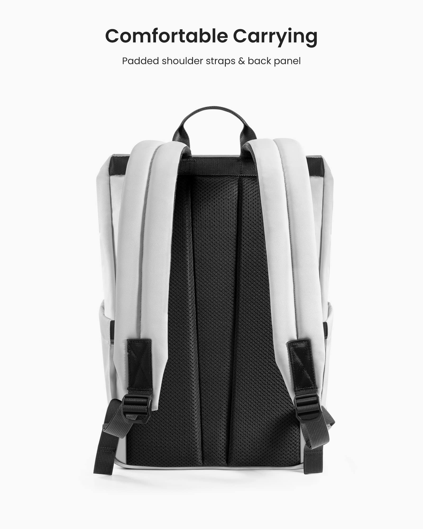 tomtoc Flap Laptop Backpack, Lightweight, Water-Resistant College Travel Casual Daypack, Slim Durable Work-pack Rucksack for 13-16 Inch MacBook Laptop, Large Capacity, 18L, Gray