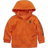 Carhartt Boys' Long-Sleeve Half-Zip Hooded Sweatshirt, Exotic Orange, 2T