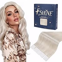 Fshine Tape in Hair Extensions Human Hair 22 Inch Invisible White Blonde Tape in Hair Extensions Skin Weft Tape in Straight Long Hair Extensions for Women 20pcs 50g Tape in Extensions