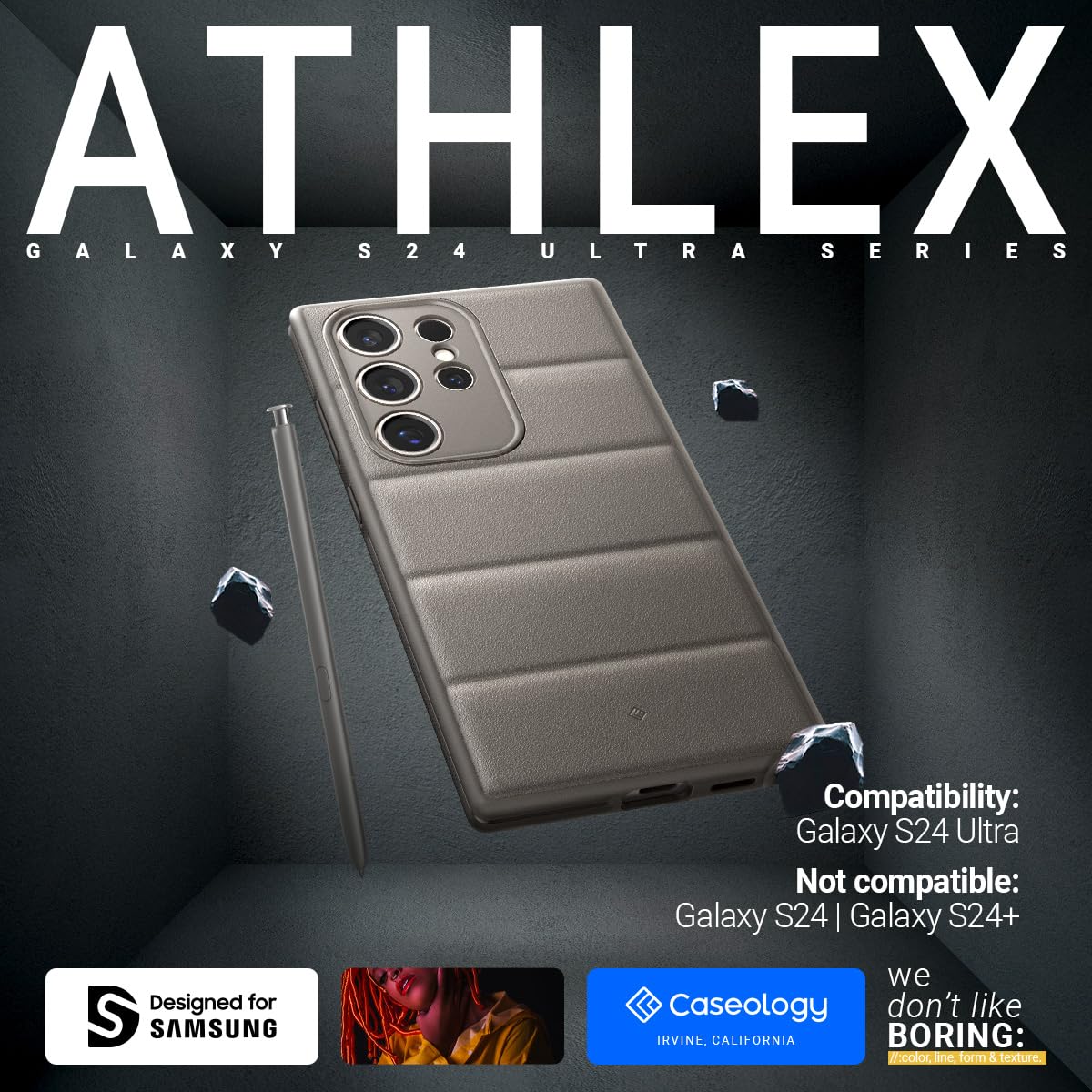 Caseology Athlex for Galaxy S24 Ultra Case Military Grade Drop Tested (2024) - Active Gray