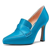 Castamere Women High Stiletto Platform Heel Pointed Toe Loafers Slip-on Pumps Work Business Office Dress 3.9 Inches Heels