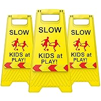 Children at Play Safety Signs, 3 Pack Kids at Play Signs with Reflective Tape, DoubleSided Text and Graphics Easier to Identify, Kids at Play and Slow Down Signs for Street Neighborhoods Schools