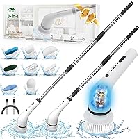 Lefree Electric Spin Scrubber, Electric Scrubber for Cleaning with 8 Replaceable Brush Heads, 2 Adjustable Speeds,Power Battery Upgrade, Cordless and Portable for Cleaning Tile, Window, Floor,Tub,Car