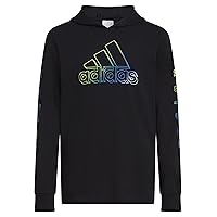 adidas Boys' Long Sleeve Cotton Logo Hooded T-Shirt