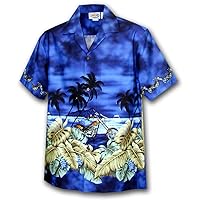 Pacific Legend Boys Tropical Aloha Chest Band Short Sleeve Shirts