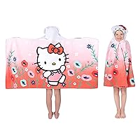 Hello Kitty Bath/Pool/Beach Soft Cotton Terry Hooded Towel Wrap, 24 in x 50 in, By Franco Kids