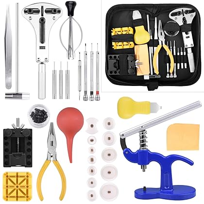 Longruner Watch Repair Tool Kit, Professional Portable Watch Tools Back Opener Sets Watch Replacement Tool Kit, Watches Link Remover Kit Set with Bag