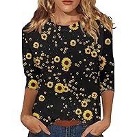 Summer Tops for Women 2024 Cotton 3/4 Sleeve Tees Blouses Shirts Woman's Three Quarter Sleeve Tops