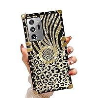 Case for Galaxy Note 20 Ultra, Samsung Note 20 Ultra Phone Case with Ring Stand Retro Elegant Luxury Sparkle Leopard Cheetah Print Design Gold Full Protection Square Phone Cover for Girls Women