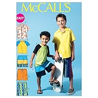 McCall's Patterns M6548 Children's/Boys' Shirt, Top and Shorts, Size CHJ (7-8-10-12-14)