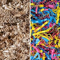 MagicWater Supply - Kraft & Fiesta (1 LB per color) - Crinkle Cut Paper Shred Filler great for Gift Wrapping, Basket Filling, Birthdays, Weddings, Anniversaries, Valentines Day