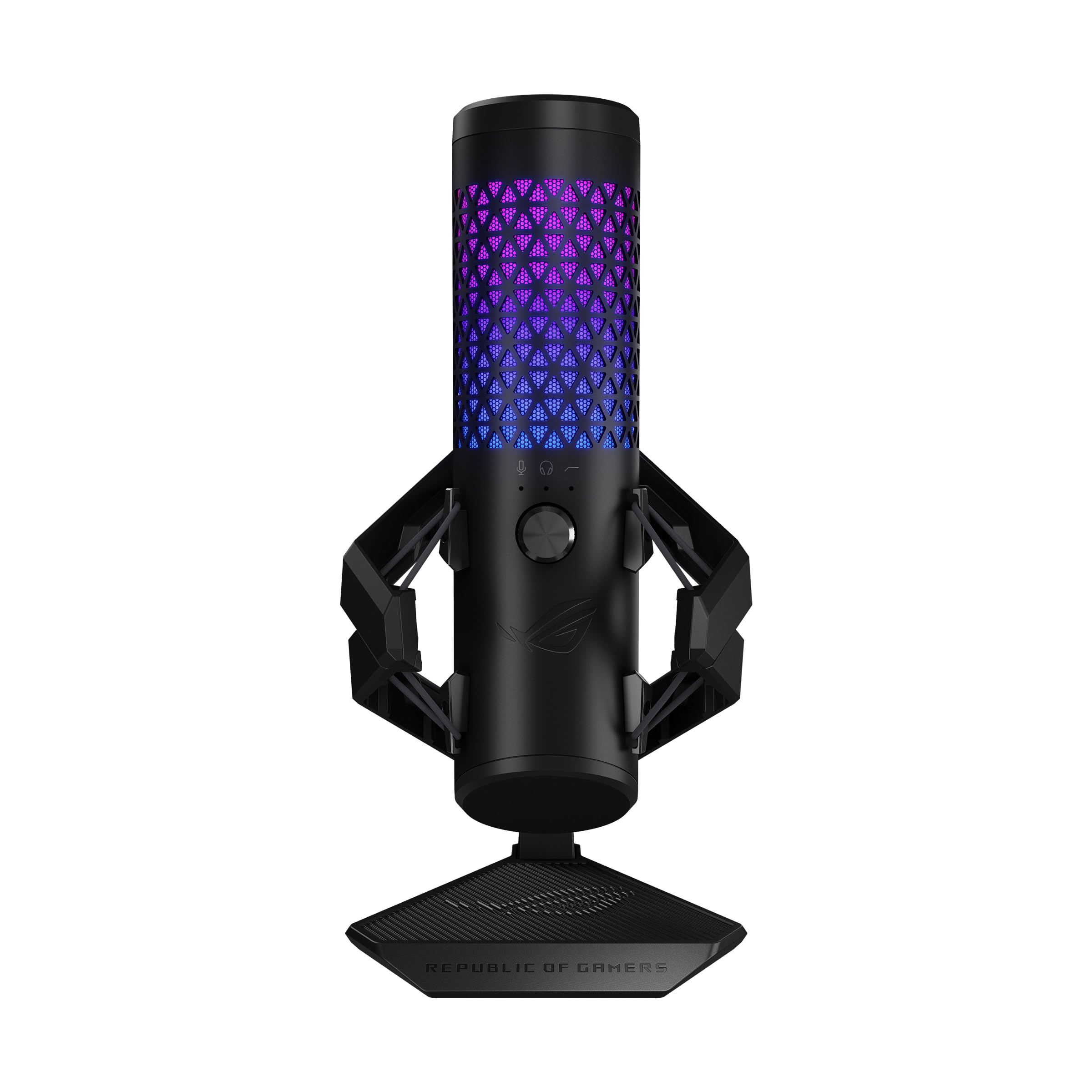 ASUS ROG Carnyx USB Gaming Microphone (25mm Condenser Capsule, 192kHz/24-bit, Cardioid, high-Pass Filter, Built-in pop Filter, Metal Shock Mount, one-Touch Mute, USB, Aura Sync RGB)- Black