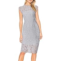 MEROKEETY Women's Sleeveless Lace Floral Elegant Cocktail Dress Crew Neck Knee Length for Party