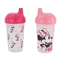 Disney Toddler Sippy Cups for Girls| 10 Ounce Minnie Mouse Sippy Cup Pack of Two with Straw and Lid | Durable Blue Leak Proof Travel Water Bottle for Toddlers