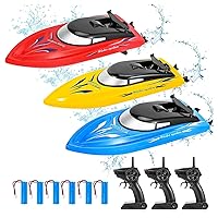 Lumiparty 3 Pack RC Boat - Remote Control Boats for Kids and Adults - 10km/H 2.4GHz High-Speed Remote Control Boat - Fast RC Boats for Pools and Lakes - Includes 6 Rechargeable Batteries