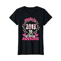 10 Years Old 10th Birthday Born in 2013 Women Girls Floral T-Shirt