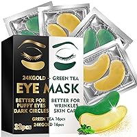 Under Eye Mask(32 Pairs), 2 in 1 Under Eye Patches for Dark Circles and Puffiness, Under Eye Treatment Remove Wrinkle Patches and Fine Lines Eye Bags Instantly, Collagen Eye Gel Pads Refresh