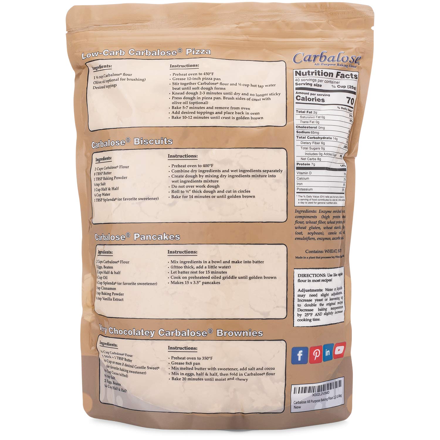 Mua Carbalose All-Purpose Low-Carb Flour (2.2 lb Resealable Pouch) trên ...
