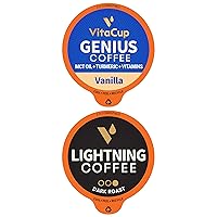 VitaCup Coffee Pod Genius Vanilla & Lightning 32ct. Bundle Vitamin infused Recyclable Single Serve Pods Compatible with K-Cup Brewers Including Keurig 2.0