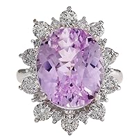 17.88 Carat Natural Pink Kunzite and Diamond (F-G Color, VS1-VS2 Clarity) 14K White Gold Luxury Cocktail Ring for Women Exclusively Handcrafted in USA