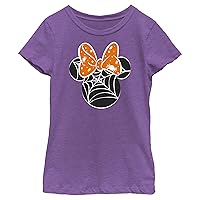 Disney Kids Mickey & Friends Halloween Minnie Spider Web Logo Girls Heather T-Shirt