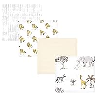 Hudson Baby Unisex Baby Cotton Flannel Receiving Blankets, Neutral Safari World, One Size