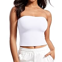 CRZ YOGA Butterluxe Double Lined Tube Tops for Women Basic Bandeau Cropped Tops Strapless Casual Going Out Crop Top