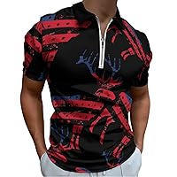 American Deer Hunter Patriotic US Flag Men’s Polo Shirt Slim Fit Golf Shirts Casual Short Sleeve Work T Shirts