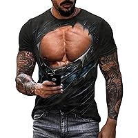Shirts for Men Short Sleeve Printed Tees Casual Wrinkle-Resistant Slim-Fit Pullover Graphic Tee Shirts Blouse