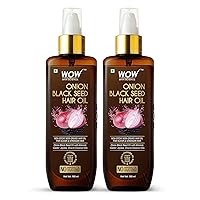 WOW Skin Science Onion Black Seed Hair Oil for Dry Damaged Hair & Growth - Hair Treatment for Dry Damaged Hair with Almond, Castor, Olive, Coconut & Jojoba Oil (3.4 Fl Oz (Pack of 2))
