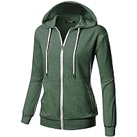 GIVON Basic Lightweight Zip-Up Hoodie Long Sleeve Thin Jacket for Women with Plus Size