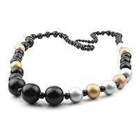 Zest Chunky Black, Gold and Silver Coloured Bead Necklace