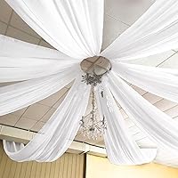 6 Panels White Ceiling Drapes for Wedding 5ftx20ft Chiffon Fabric Arch Draping Curtains for Party Ceremony Birthday Baby Shower Reception Stage Ceiling Decorations