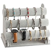Bracelet Holder, 3 Tier Removable Watch Stand, 11.8x6.7x9.8 Scrunchie Holder, Velvet Jewellery Display Stand for Anklets, Bangles, Hair Band, Necklace