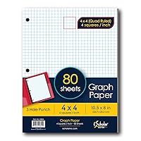 iScholar Quad Filler Paper, 4 Squares per Inch, 10.5 x 8 Inches, 80 Sheets (24844) White