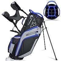 Golf Stand Bag 14 Way Top Dividers Ergonomic with Stand 8 Pockets,Lightweight Golf Bag for Men, Golf Bags with Stand,Dual Strap, Rain Hood