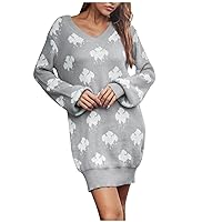 Women's Long Sleeve Sweater Dress Cable Knit Turtleneck Sweater Dresses