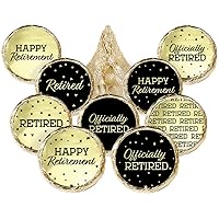 Black and Gold Retirement Party Favor Stickers - Shiny Foil - 180 Labels