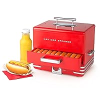 Nostalgia Extra Large Diner-Style Steamer 20 Hot Dogs and 6 Bun Capacity, Perfect for Breakfast Sausages, Brats, Vegetables, Fish