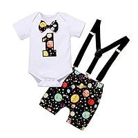 Boys Jogging Suit Size 10 Tie Boys Romper+Bow Shorts Birthday Girls Star Outfits Set Infant Baby (White, 12-18Months)