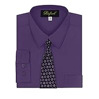 Boy's Dress Shirt & Tie - Purple, 4
