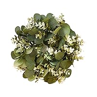 1 * Eucalypto Crown of The Door Vegetation with Flowers Eucalyptus Wreath 15 inches Plastic Plastic Decoration for The Wedding Wall Party