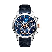 ASSARTO Timekeeper Collection Men's Quartz Watch with Stainless Steel/Leather Case and Strap, Sapphire Glass, Water Resistant: 10 ATM