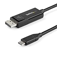 StarTech.com 6.6ft (2m) USB C to DisplayPort 1.2 Cable 4K 60Hz - Bidirectional DP to USB-C or USB-C to DP Reversible Video Adapter Cable - HBR2/HDR - USB Type C/TB3 Monitor Cable (CDP2DP2MBD) Black
