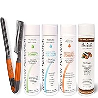 Complex Brazilian Keratin Blowout Hair Treatment 4 Bottles 300ml Value Kit Includes Sulfate Free and Easy Comb