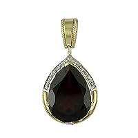 Red Garnet Natural Gemstone Pear Shape Pendant 925 Sterling Silver Anniversary Jewelry | Yellow Gold Plated